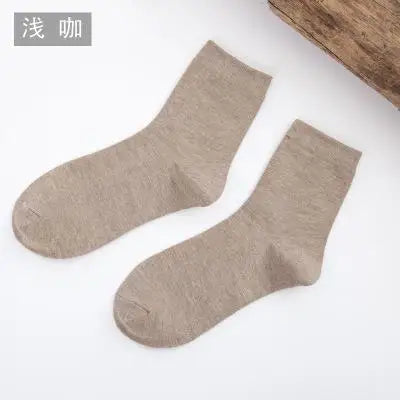 10 Pairs Women's Solid Colour Bamboo Fibre Socks Korean Casual Fashion Breathable Harajuku Female Socks