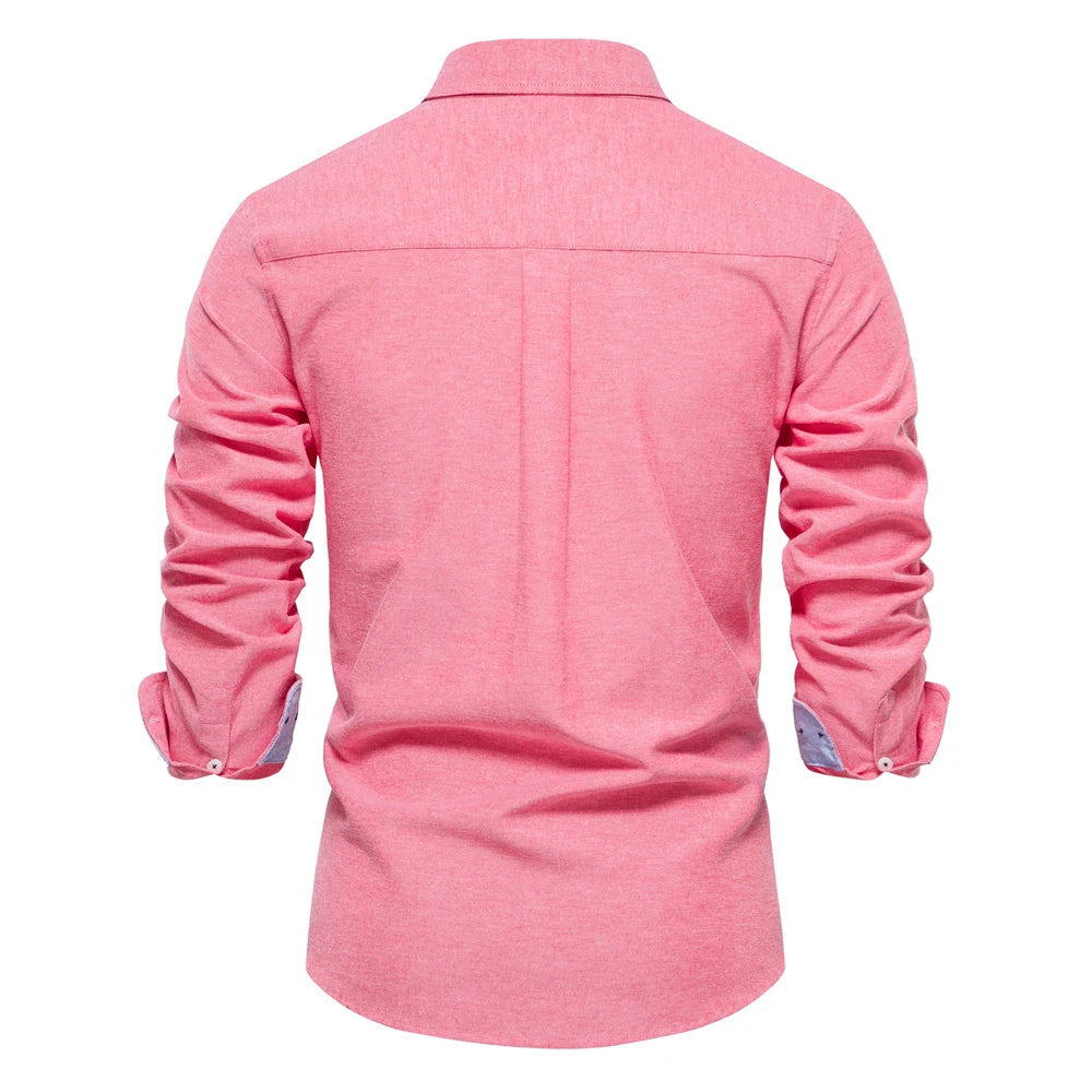 2023 New Autumn Cotton Men's Oxford Shirt Long Sleeve Button Down Social Business Casual Shirts for Men