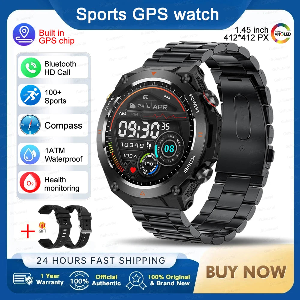 GPS Smart Watch Men Women Call Outdoor Sports Fitness Tracking Waterproof Watch Compass Heartrate Health Monitor Smartwatches