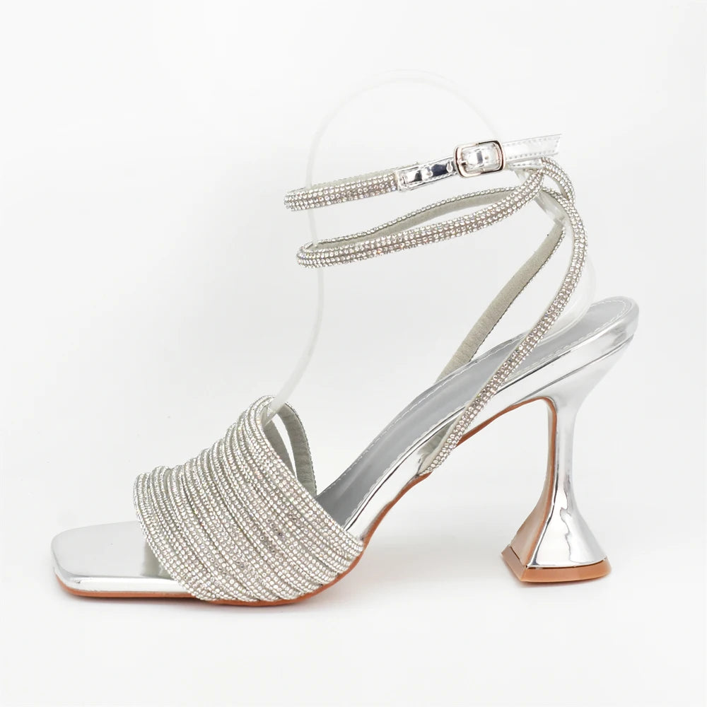 African Shoe and Matching Bag  Set Decorated with Rhinestone High Heels for Women