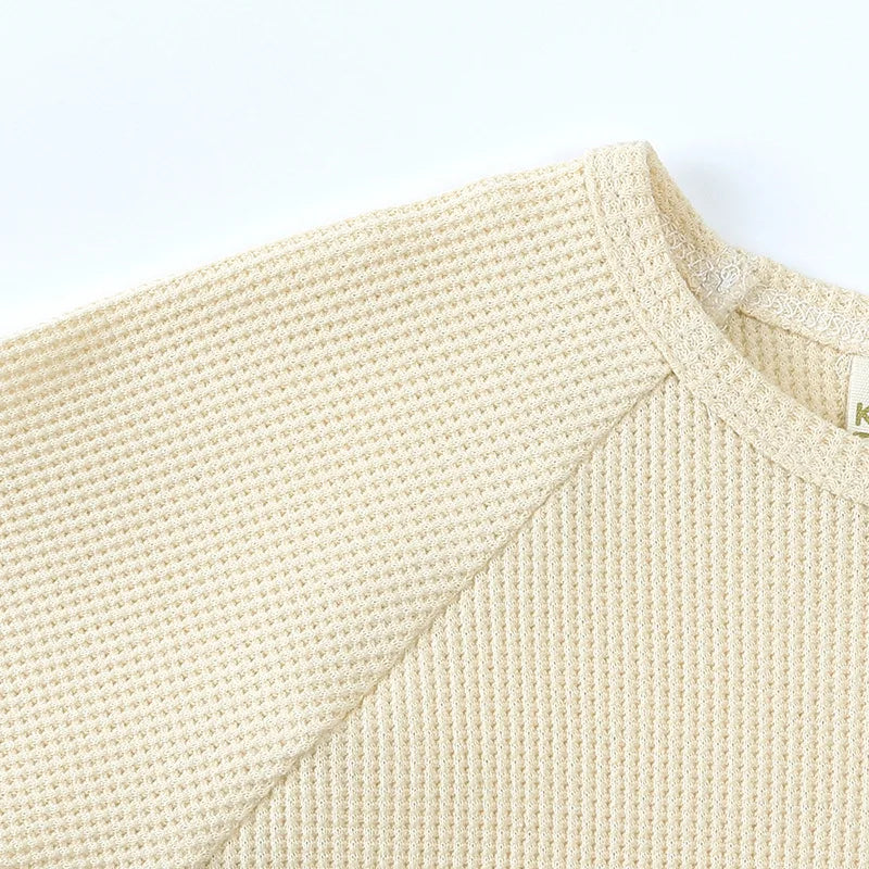 Kid's Summer Outwear Clothing Set Casual Boys Girls Waffle T-shirt Suit Children's 2PCS Tee And Shorts 1-6Y Unisex