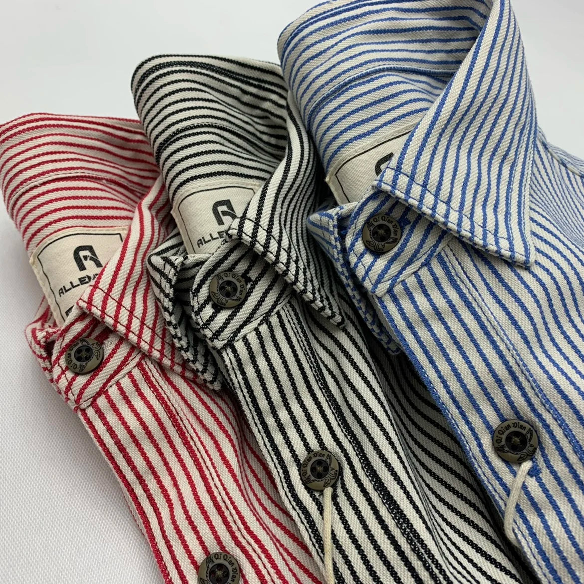 2025 Lente Nieuwe Japanse Retro Lange Mouw Revers Gestreepte Cargo Shirt Heren Amekaji 100% Katoen Gewassen Losse Dubbele Zakken Tops