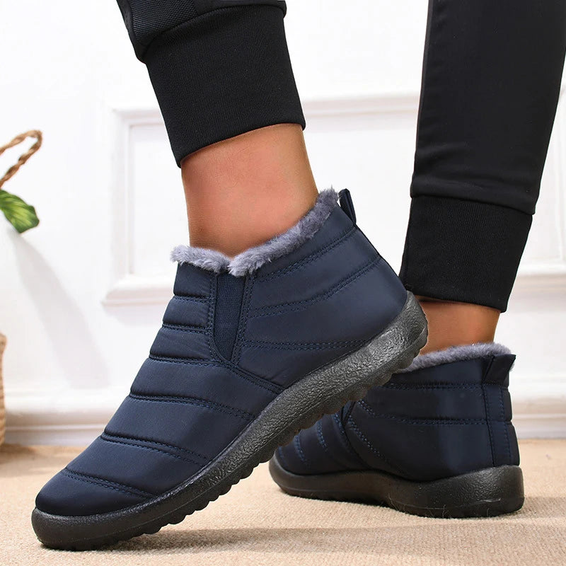 Men's Winter Waterproof Warm Fur Shoes Comfortable Sneakers Male Slip-On Shoes