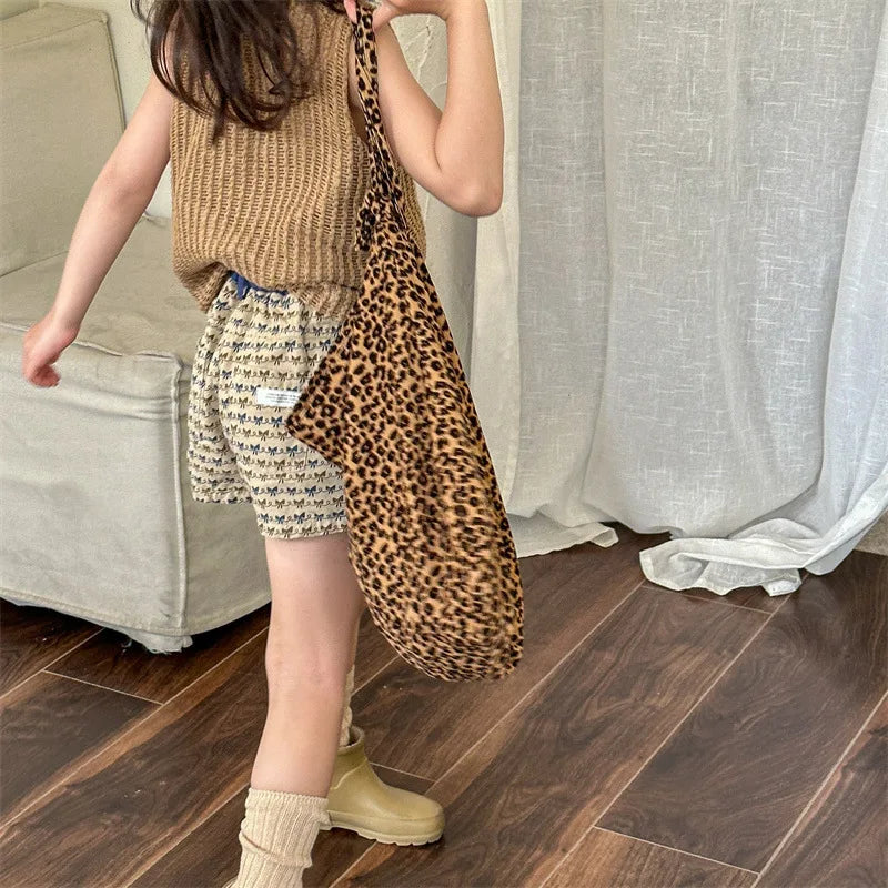 2025 Zomer Nieuwe Baby Meisjes Strik Print Shorts Katoenen Kinderen Losse Shorts Kinderen Veelzijdige Casual Broek Ademende Peuterkleding 4-6Y