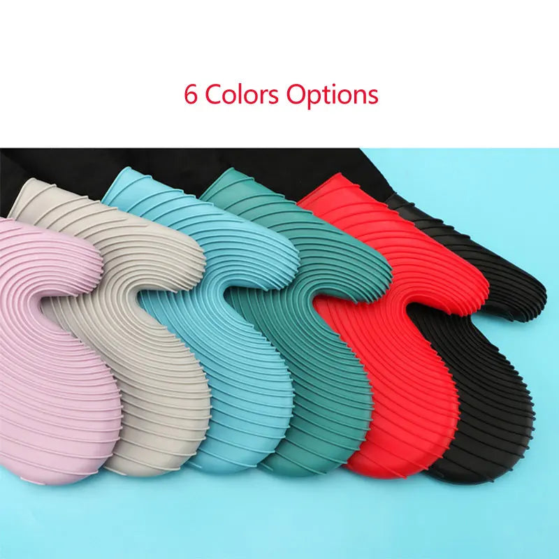 Flexible Silicone Oven Mitts Set For Cooking Kitchen Essentials Extra Long Professional Heat Resistant Gloves Baking Supplies
