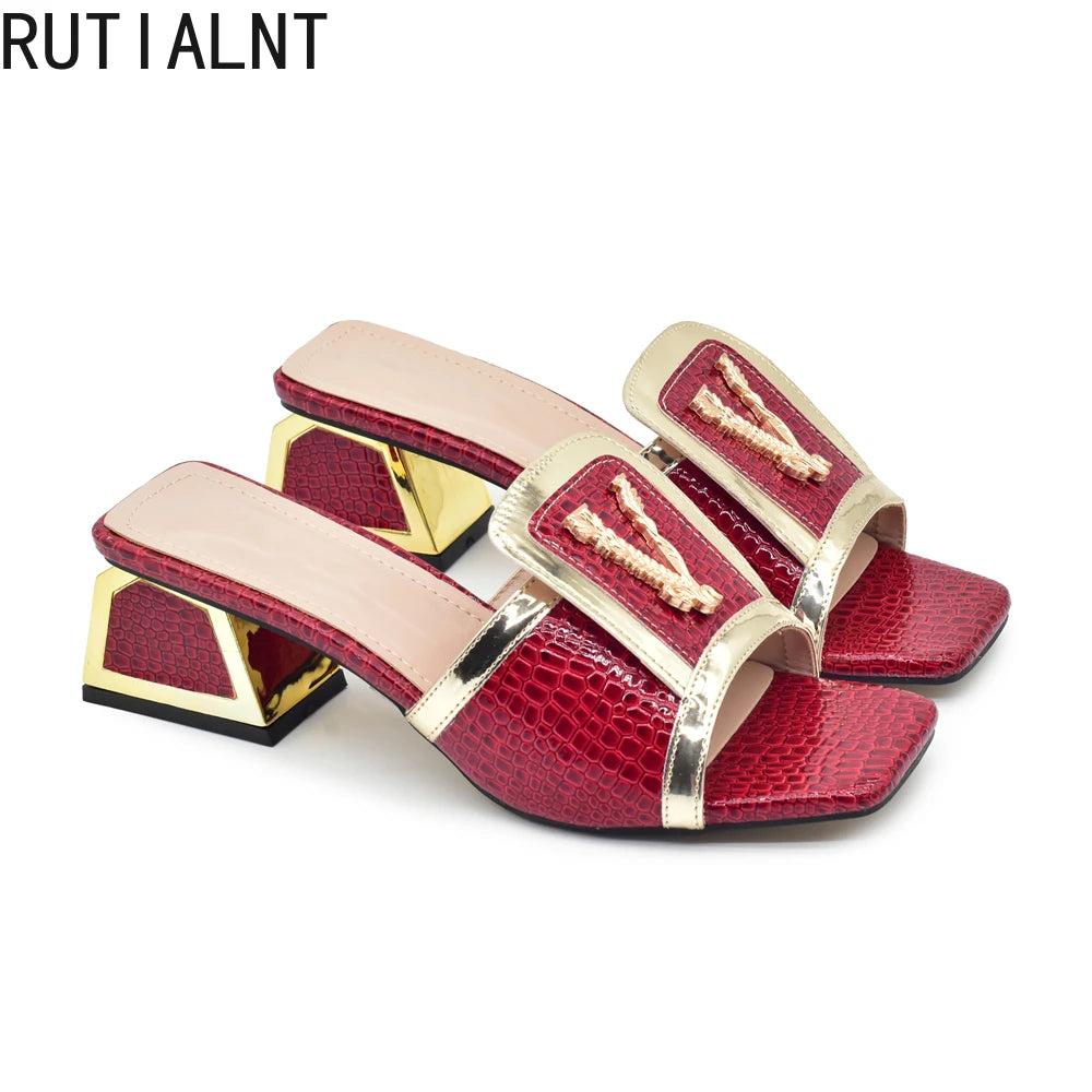 Square Heels Open Toe Pumps Women's Shoes Luxury Designer High Heels Sandals for Party Women Plus Size Women Shoes 43