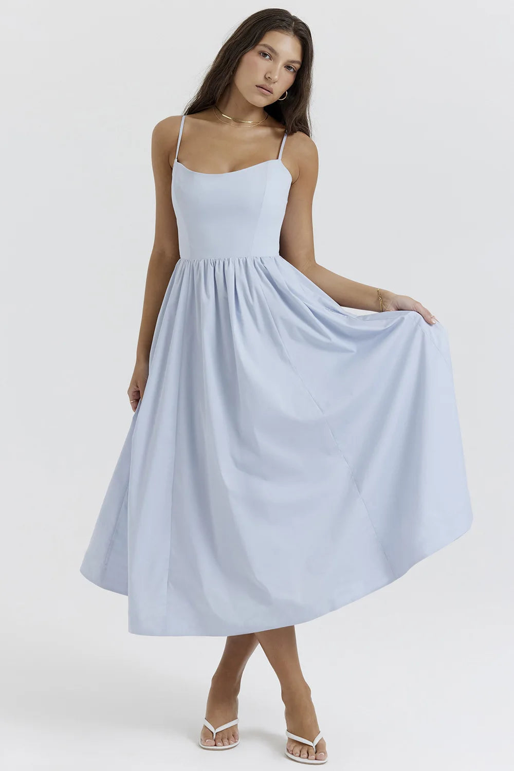Chic Elegant Party Dresses for Women Solid Spaghetti Strap Sleeveless Long Dress Holiday Beach Sundress Robe Femme Été