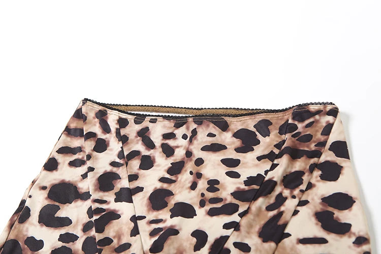 Stretch Women 2 Piece Set Activity Leopard Print Sexy Tracksuit Streetwear Sporty Camisole Vest + Leggings Skinny Outfits