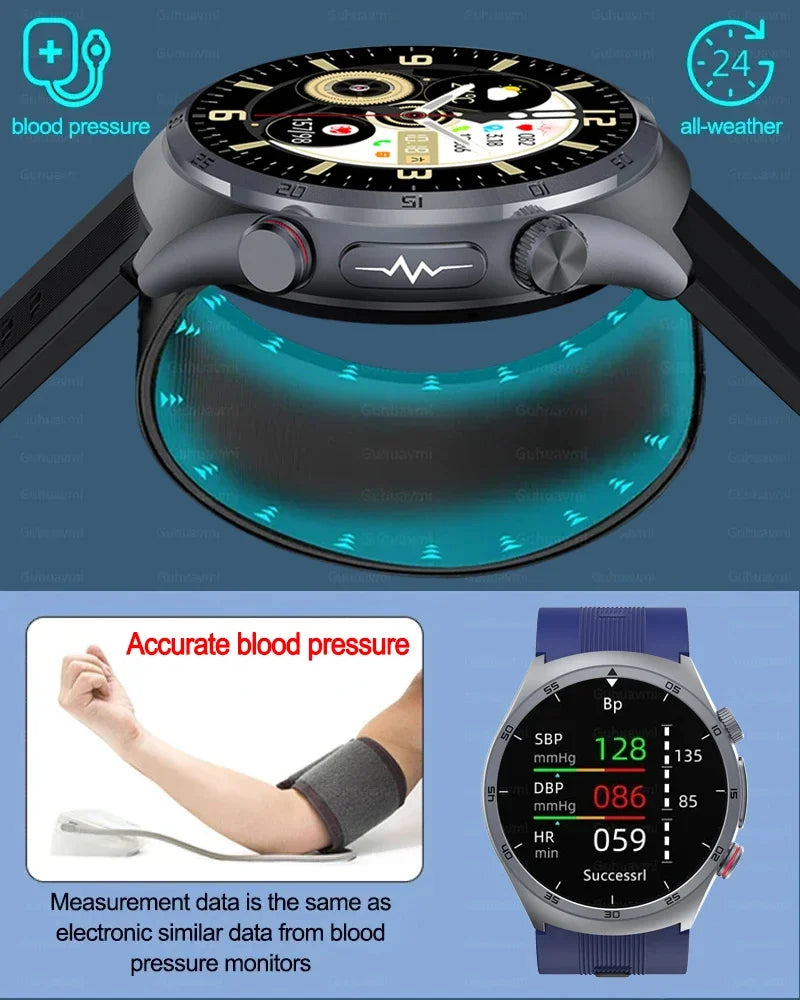 2025 Unisex Gezondheid Smartwatch NFC ECG Luchtpomp Bloeddruk Bloedzuurstof ECG + PPG Bluetooth Bellen NFC Smartwatch Mannen Vrouwen Airbag