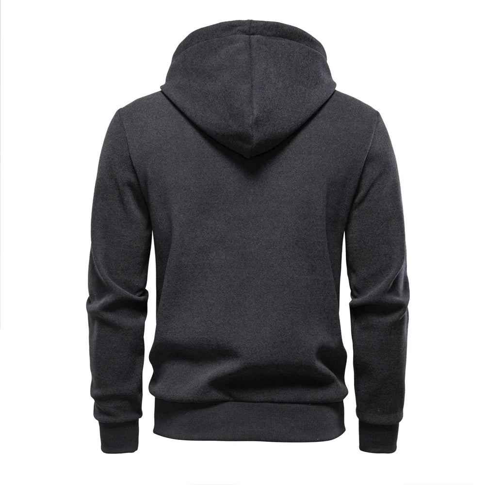 Men's Hoodie Solid Colour Winter Warm Retro Streetwear Minimalist Design Sportswear Zipper Hooded Sweatshirts