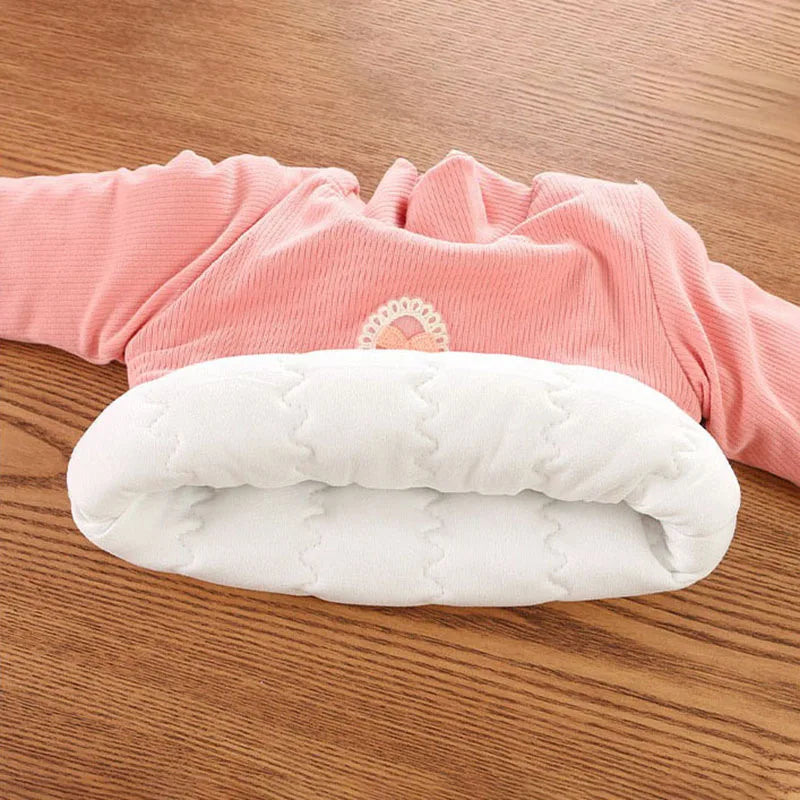 Kid's Winter Blouse 1-5Y Girls Padded Cotton Long Sleeve T-shirt Children's Thickening Warm Bottoming Shirt