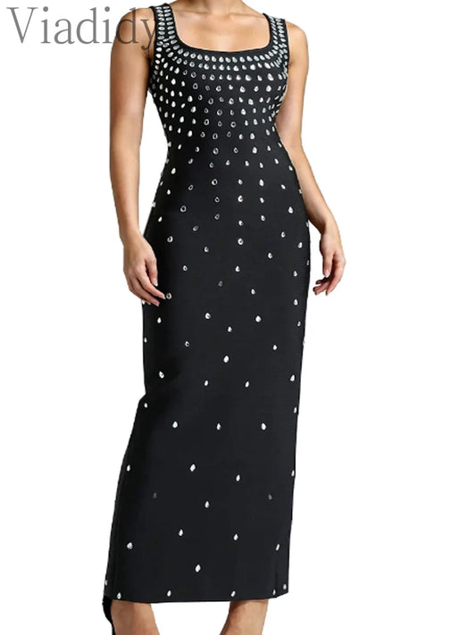 Sexy Rhinestones Long Maxi Party Dress