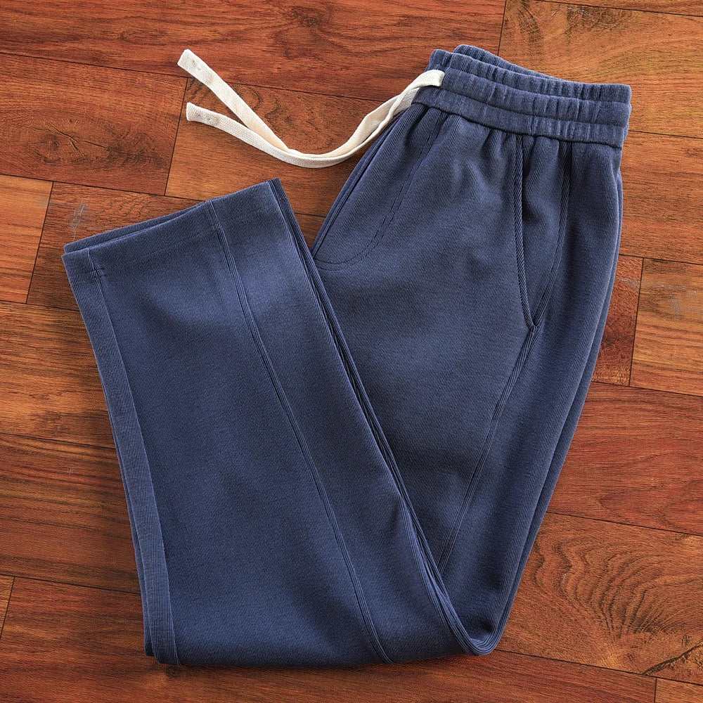 Herfst Nieuwe Amerikaanse Retro Dikke Effen Kleur Gebreide Joggingbroek Heren Eenvoudige Elastische Taille Trekkoord Sport Casual Losse Broek