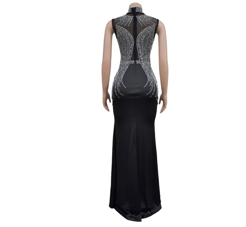 Sexy Rhinestone Shiny Floor Length Mermaid Party Dress