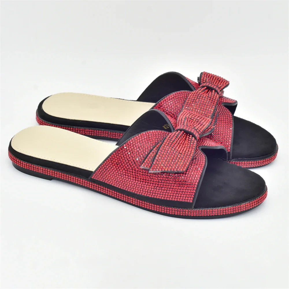 2025 Bling Crystal Bowknot Pumps Women Wedding Shoes Bride Elegant Low Heels Nigerian Women Pumps Shoe for Women Designer Luxury