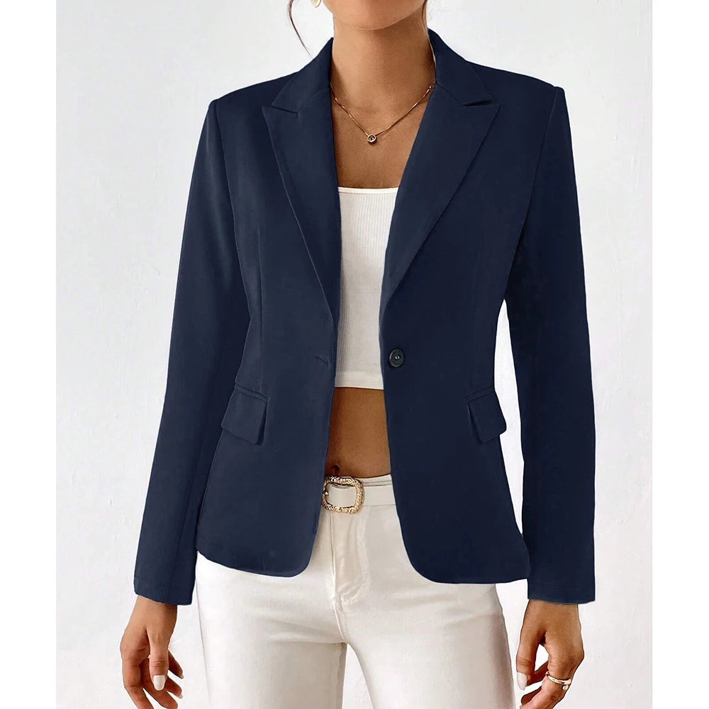 Damesblazers All Season Decent Plain Single Button Long Sleeve Revers Business Blazers