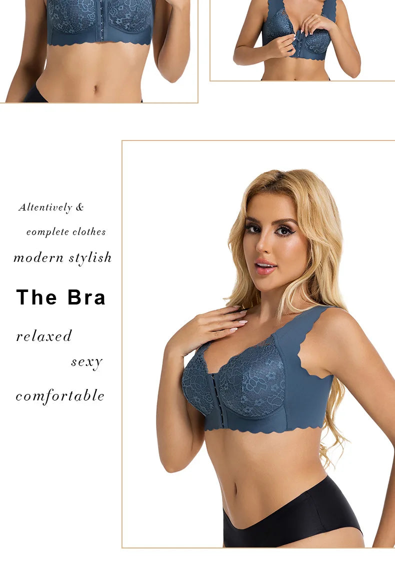 Large Size Front Closure Bra Wire Free Vest Brassiere Intimates Women's Push Up Bralette Underwear Front Lingerie for Female