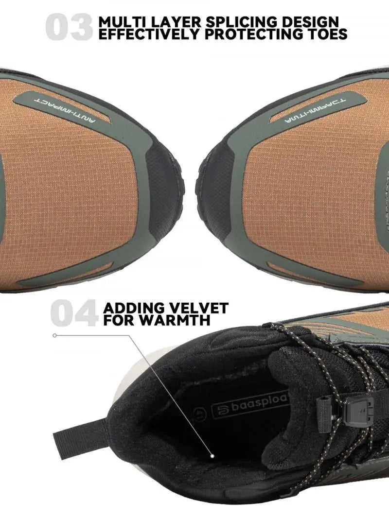 Men's Warm Hiking Shoes For Lightweight Walking - Suitable For Outdoor With Waterproof & Non-Slip Feature