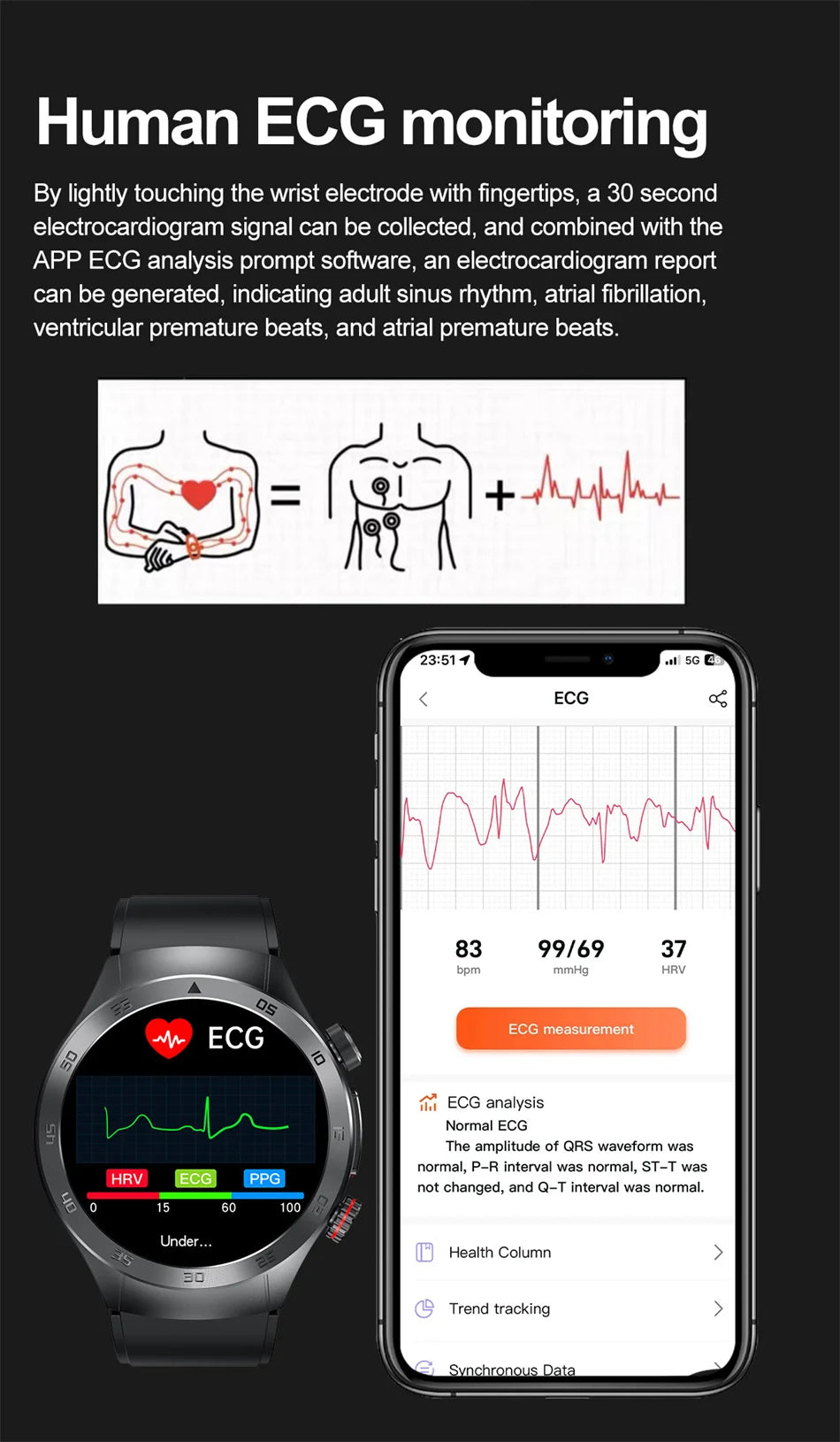 2025 Nieuwe Smart Watch ECG + PPG Laserbehandeling Bloedlipiden Hartslag Bloeddruk Gezondheid Sport Smartwatch voor mannen - Compatibel met Huawei &amp; Xiaomi IOS