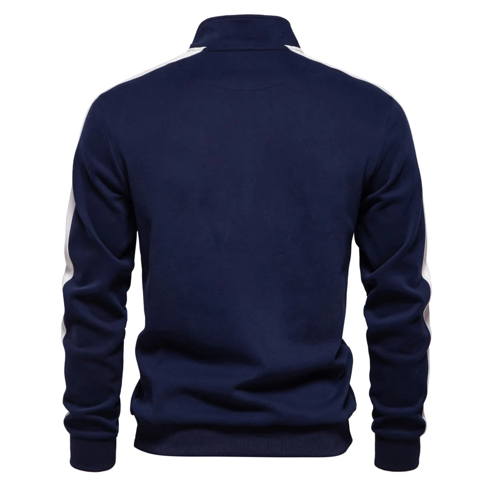 Men's Mock Neck Quarter-Zip Sweatshirts Causal Social Pocket Light-Weight Stand Collar Pullover Sweatshirt for Men