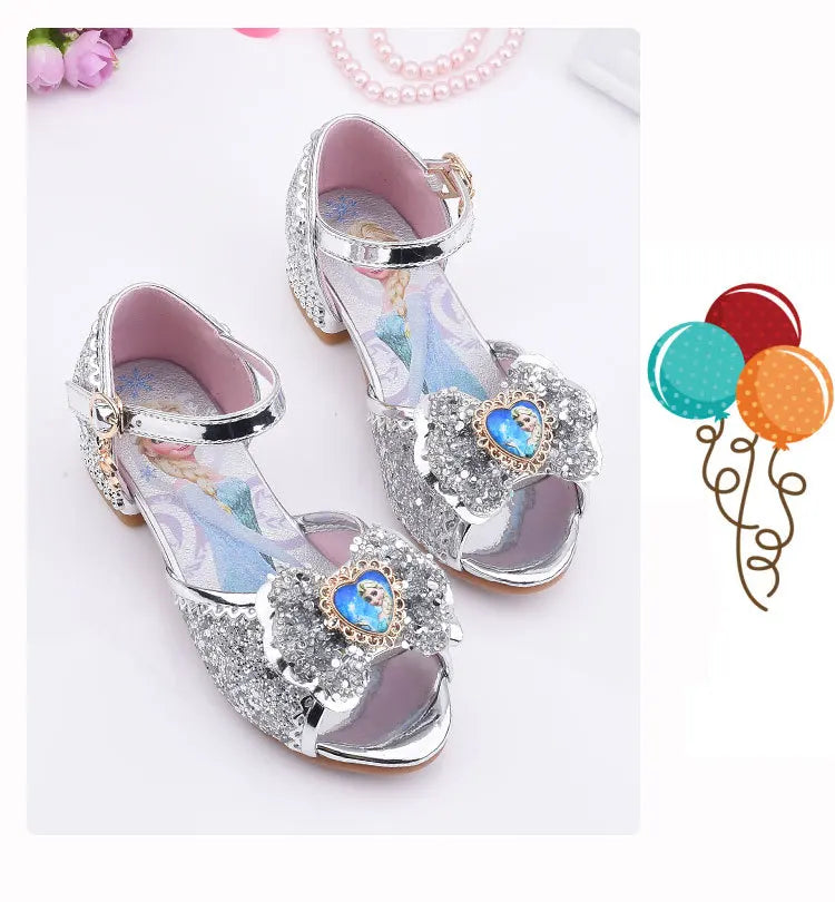 New Elsa Shoes For Girls Cartoon Leather Children Shoes Frozen Princess Kids Shoes Girl Sandals Dress Snow Queen Sandal Koreans
