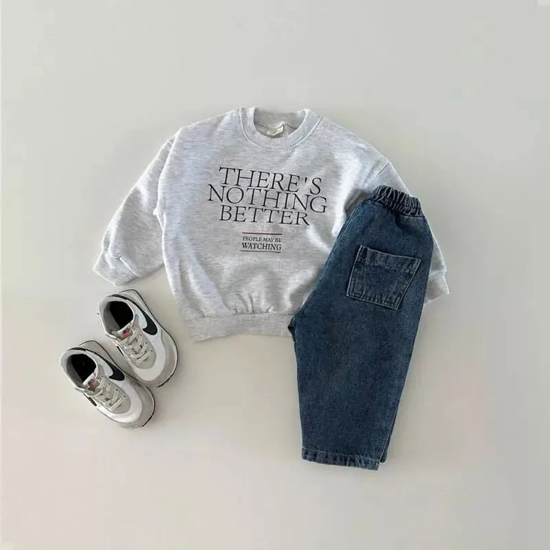 Spring Kids Trousers Korean Style Girls Boys Jeans Skinny Base Denim Trousers 4-12Y Unisex