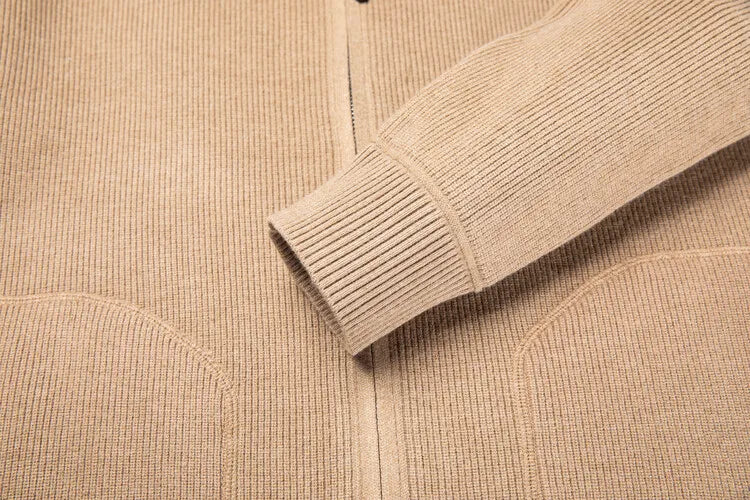Men's Solid Colour Autumn Long-Sleeved Stretch Warm Cardigan, Daily Jacket Sizes M-4XL