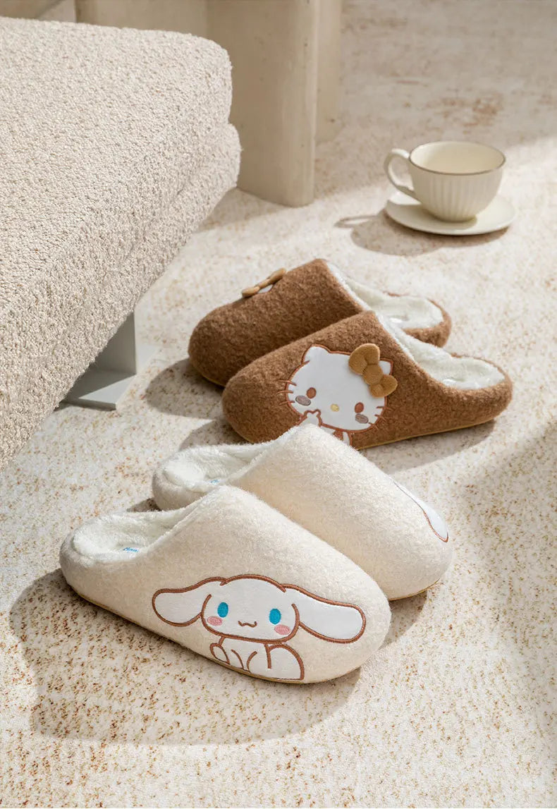 Kids' Slippers House Shoes Cartoon Kuromi Winter Shoes Warm Anti-Slip Soft Bottom Shoes For Girls Size 36-41