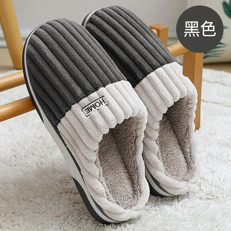 Men's Fur Fluffy Winter Warm Plush Slippers For Indoor and Outdoor Use Anti-Slip Cotton Fuzzy Shoes