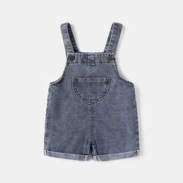 Summer Cool Denim Blue Children Baby Boys Girls Clothes Overalls Roll Hem Design Kids Baby shorts Jumpsuits 1-5Y Unisex