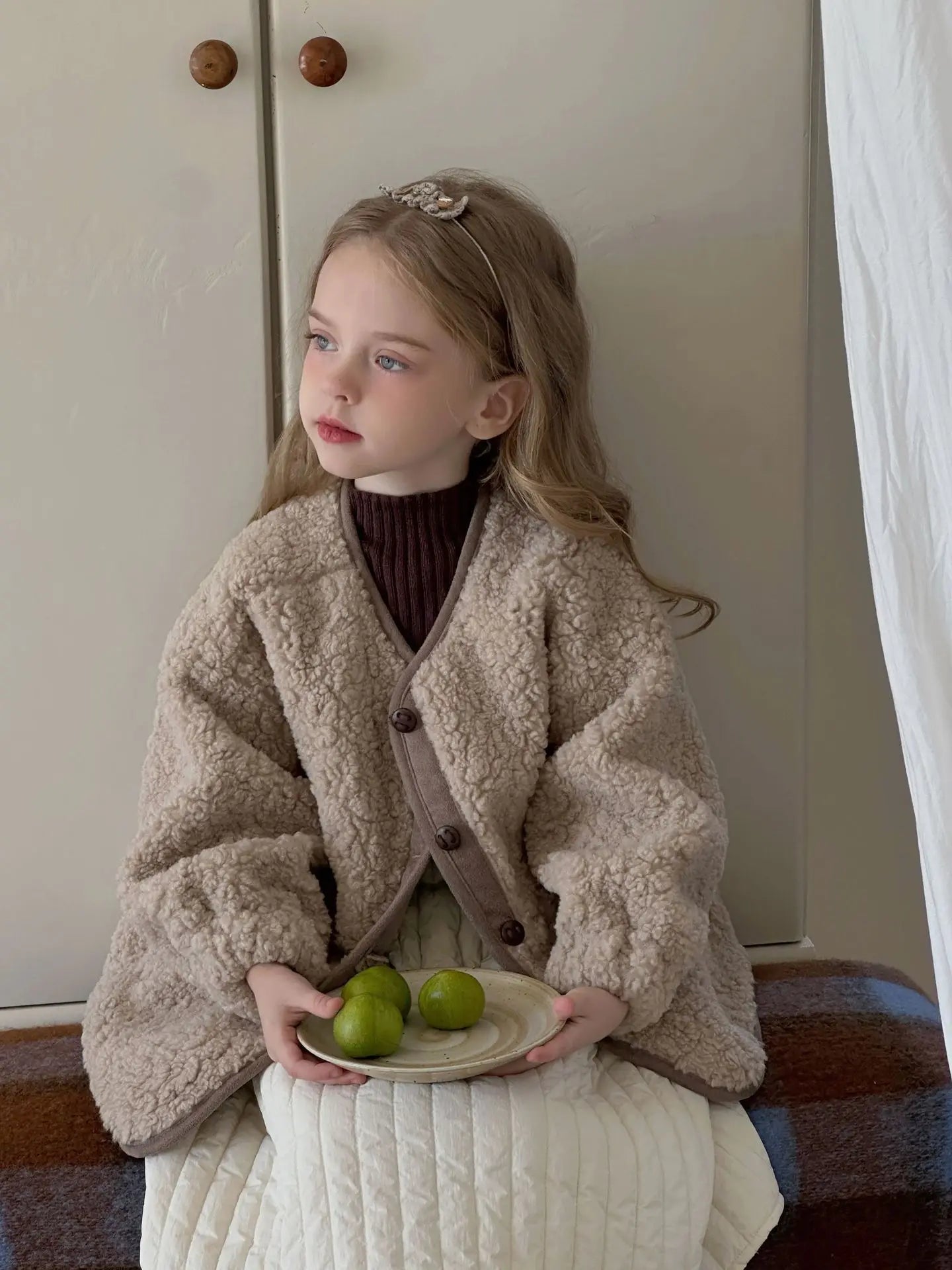 Children's Fleece Coat Spring Autumn Korean Style Female Loose Coat Kid's Thick Casual Outwear Girls Clothing 2-7Y Girls