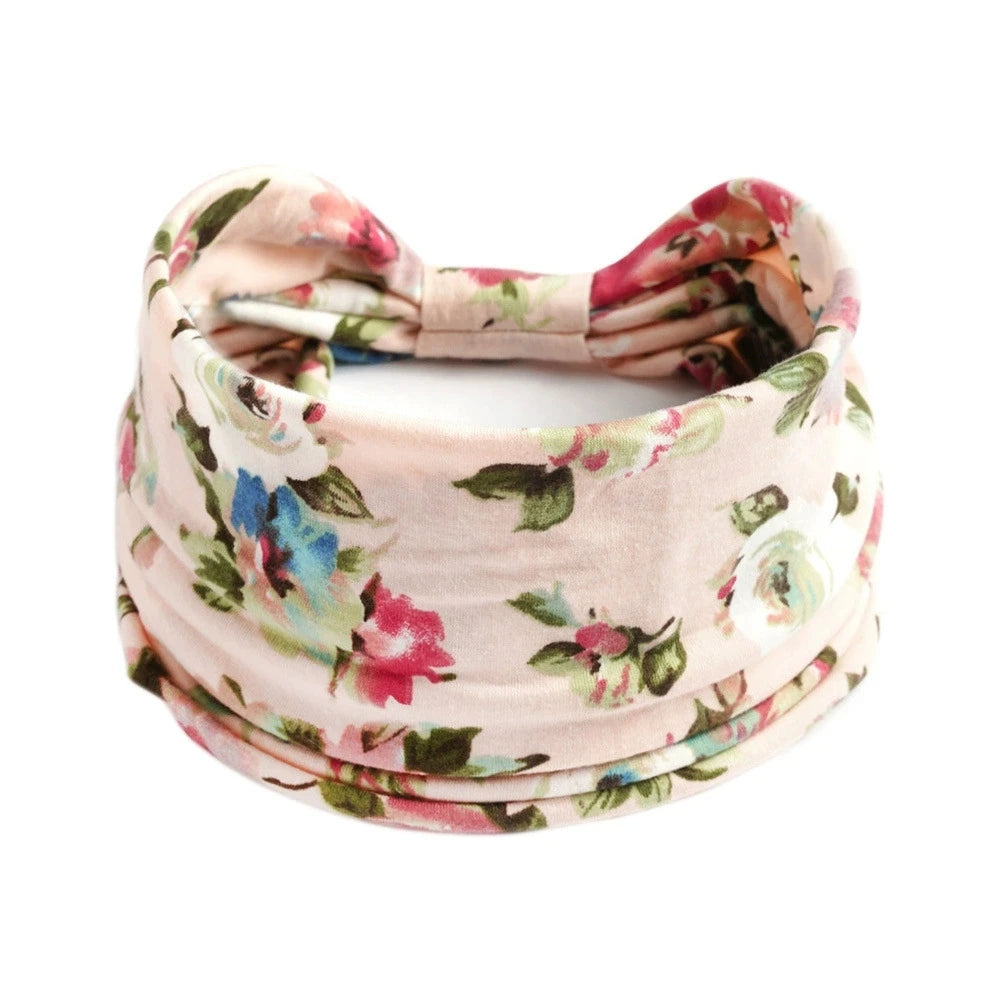 Bohol Headbands Women Wide Knotted Hairbands Elastic Turban Head Bands Non-Slip Floral Yoga Sports Sweatbands Workout Head Wraps