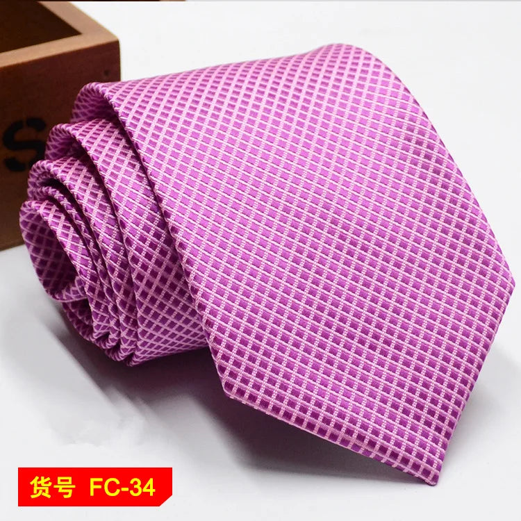 Men's Solid Color Stripe Floral Jacquard Necktie 7-8cm Width Fashionable Daily Wear Cravat for Wedding Party Gift