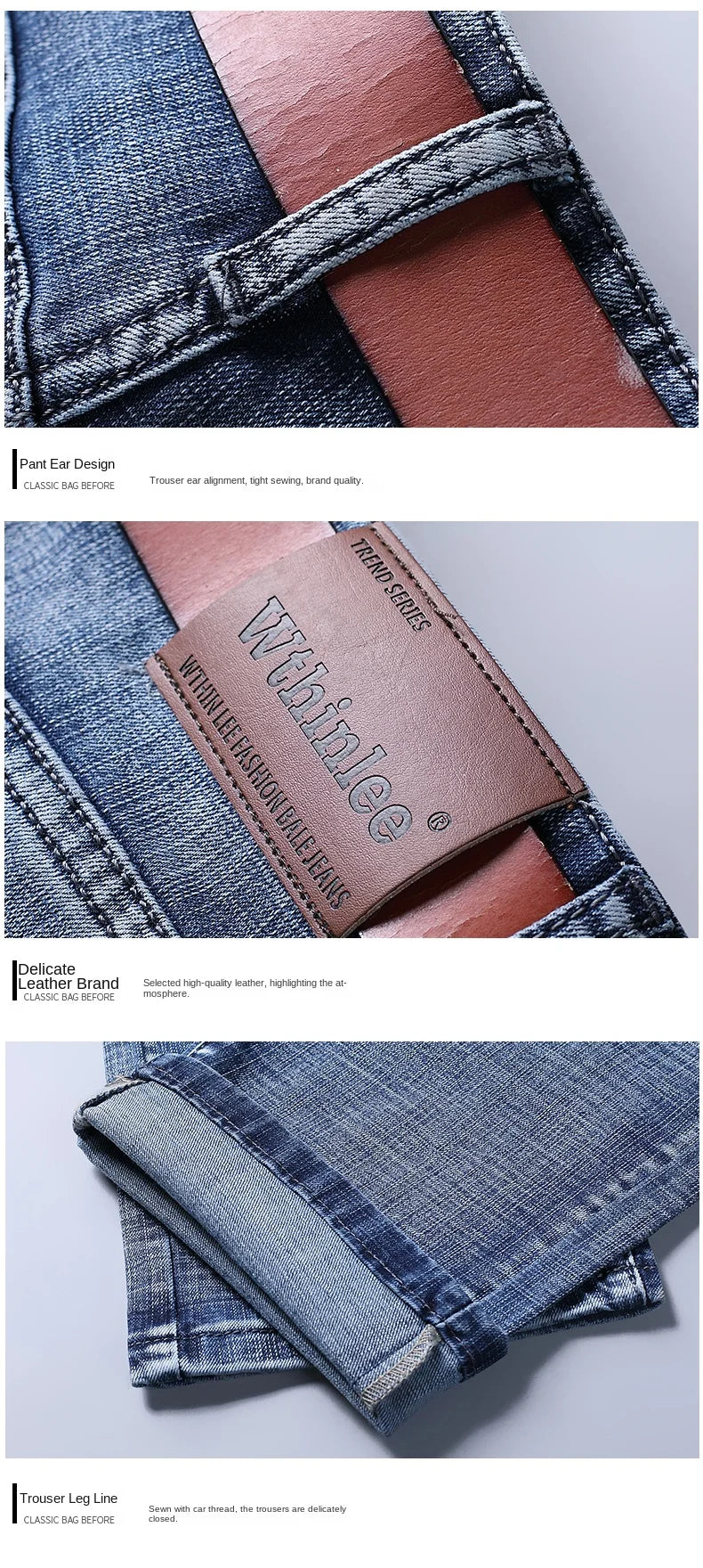 New Business Men's Jeans Casual Straight Stretch Fashion Classic Blue Black Work Denim Trousers Male Brand Clothing