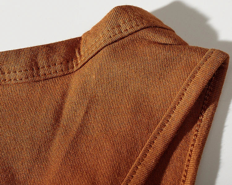 2023 Summer New American Retro Sleeveless O-neck Solid T-shirt Men's Fashion 100% Cotton Washed Old Casual Sports Vest Tops