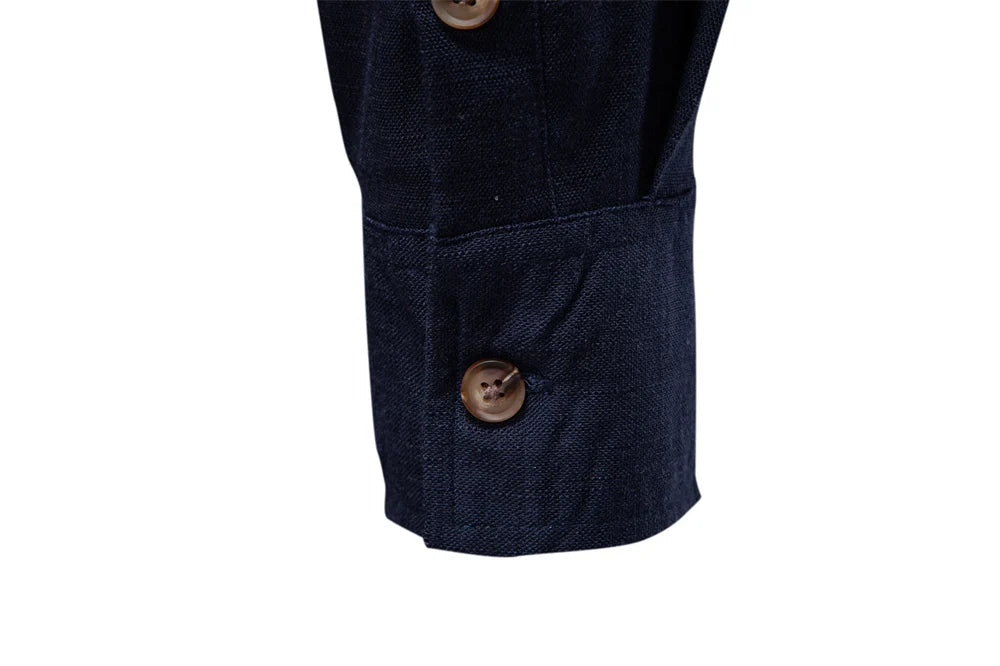 Spring Men's Long-Sleeve Pure Colour Linen Shirt For Casual Comfort and Style Breathable Male Shirts