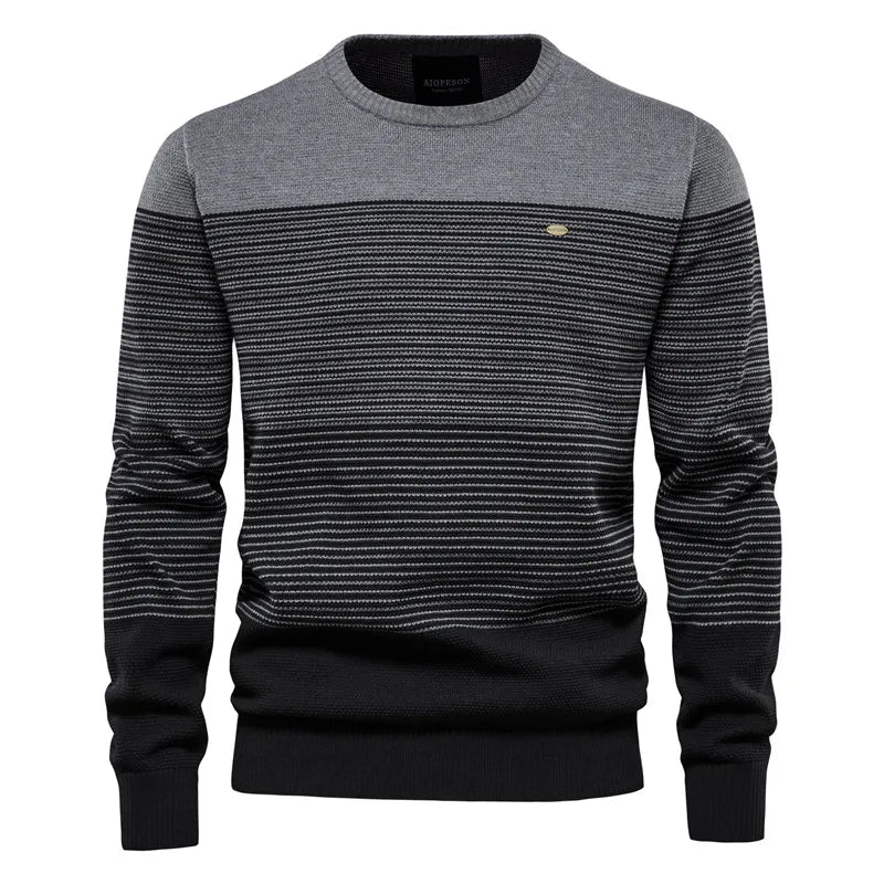 Men's Spliced Cotton Sweater Casual O-neck High Quality Pullover Knitted Sweaters Male New Winter Brand