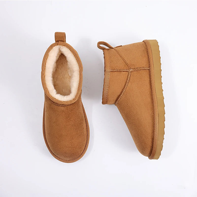 Women's Winter Snow Boots Classic Fur Plush Ankle Shoes Outdoor and indoor Use With Anti-Skid Warm Fuzzy Cotton Shoes