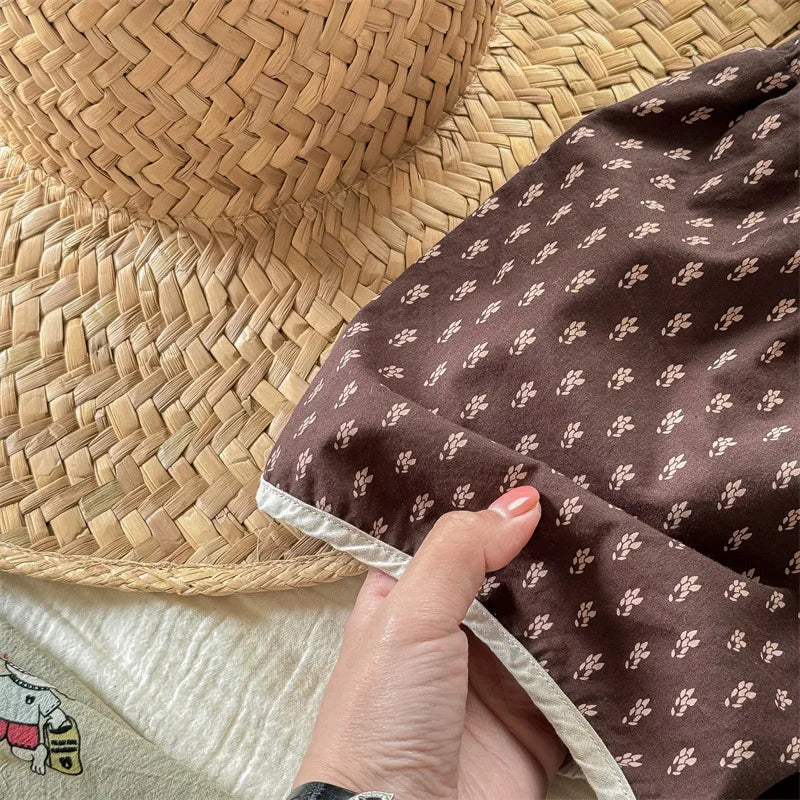 2025 Zomer Nieuwe Baby Meisjes Schattige Bloemen Shorts Kinderen Losse Katoenen Shorts Veelzijdige Kinderprint Casual Shorts Peuterkleding 4-6Y Unisex