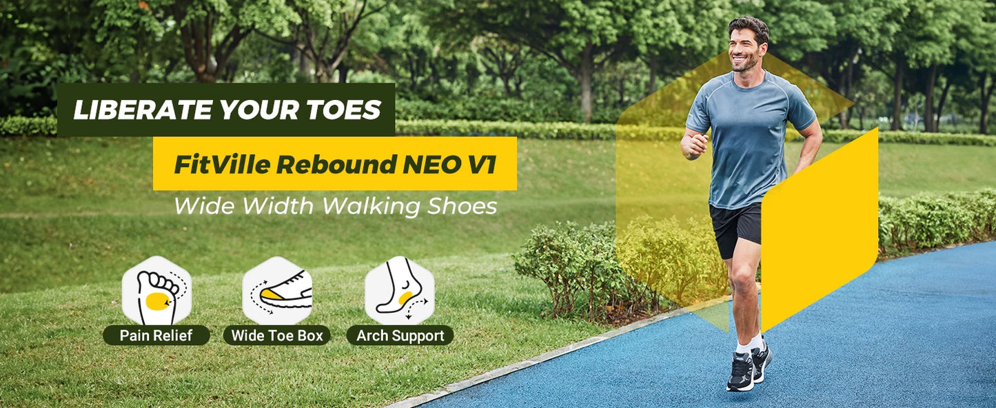 Men's Walking Shoe Wide Width Sneakers with Arch Support For Flat Feet Heel Pain Relief in Plantar Fasciitis
