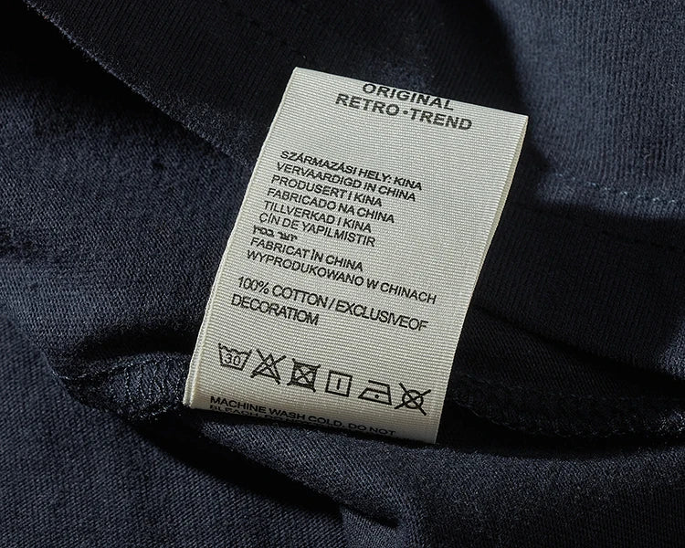 Autumn New American Retro Long Sleeve O-neck Contrast Splicing T-shirt Men's Fashion 100% Cotton Washed Old Casual Sport Tops