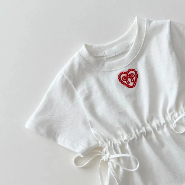 2025 sommer Neue Kinder Kurzarm Kleid Baumwolle Mädchen Nette Stickerei Bogen Kleid Baby Mädchen Prinzessin Kleid Solide Kinder Kleidung 4-6Y