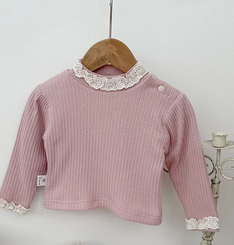 Winter Baby Blouse Infant Girls Boys Shirt Thicken Cotton Fur Lining Base Tops Unisex