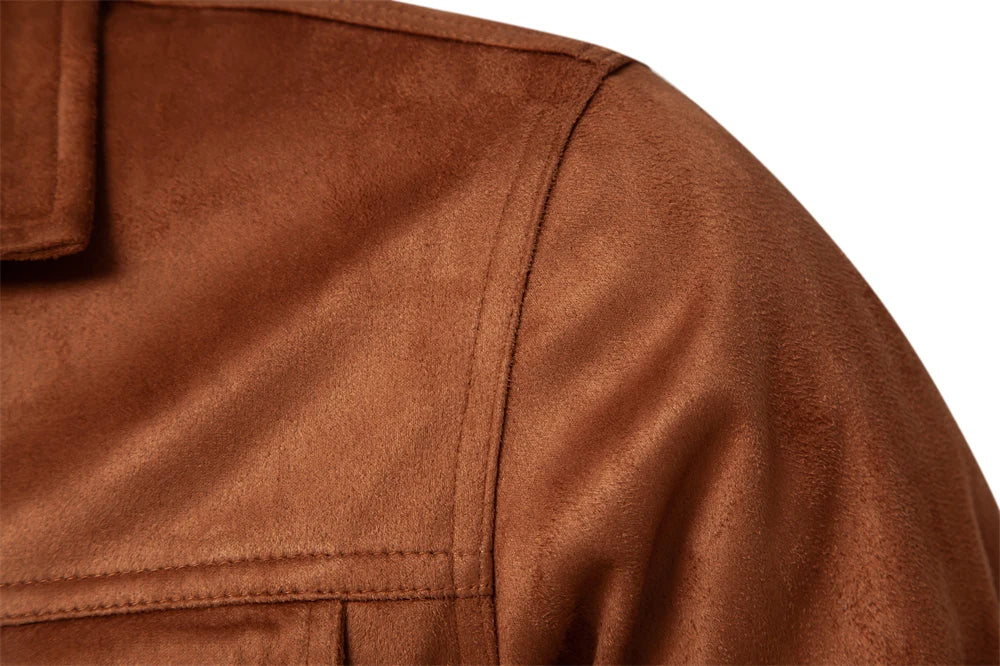 2023 Nieuwe herfst-winter suède leren jas herenmode luxe casual omslagkraag herenjas
