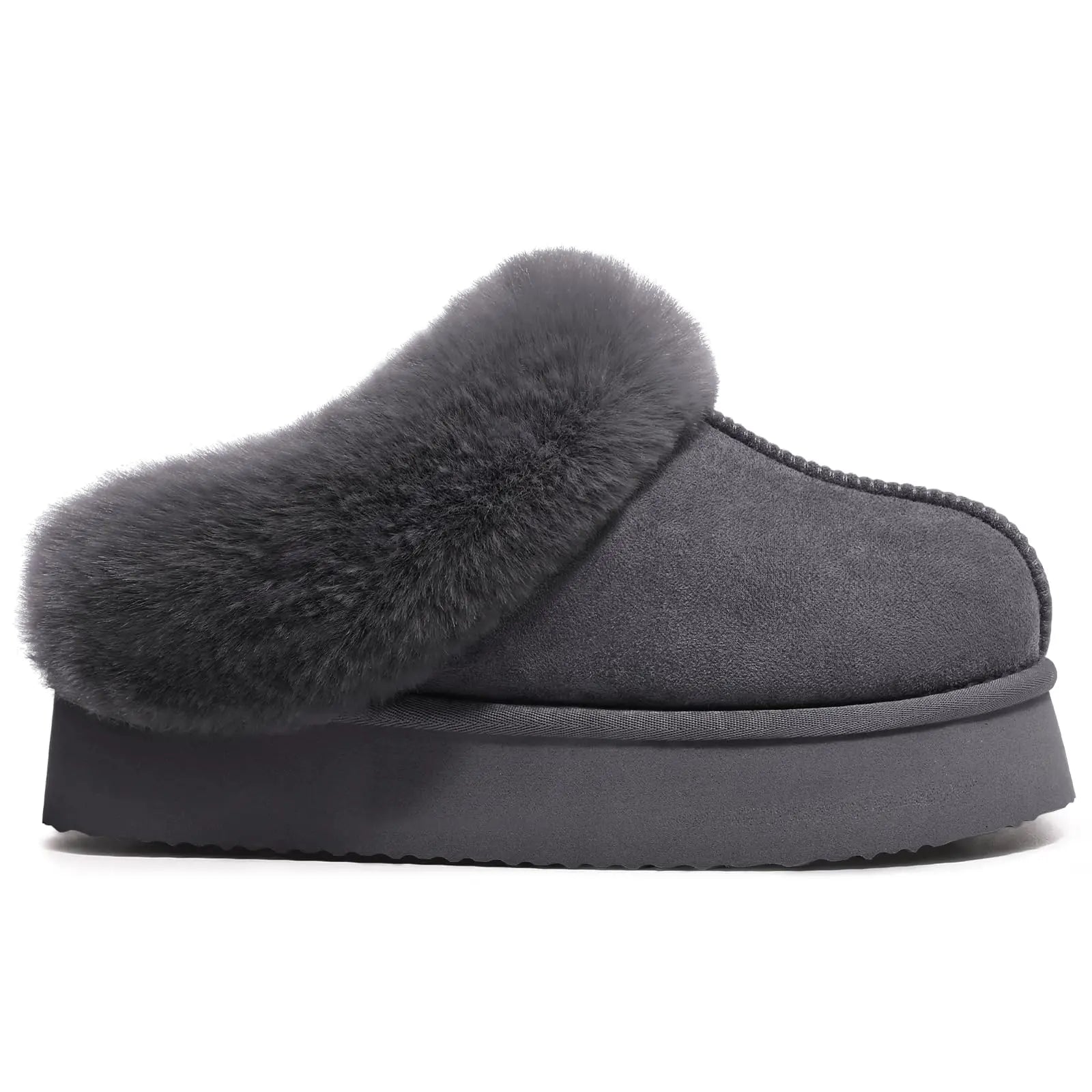 Women's Fashion Fur Winter Slippers With Thick Sole Fluffy Fuzzy Slippers and Anti-Slip Platform Slides Plush Shoes