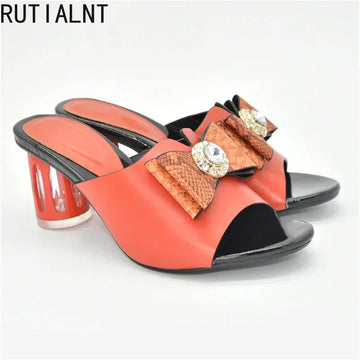 Ladies Bridal Wedding Nigeria Shoes with Rhinestones Italian High Heels Wedding Slippers Italian Women Party Pumps