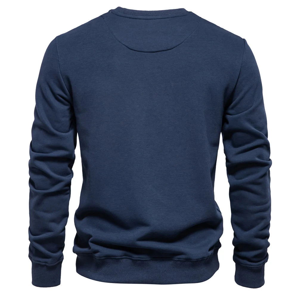 Men's Cotton-Blend Crew Neck Solid Colour Sweatshirts Pullover Casual Sport Sweatshirt for Men