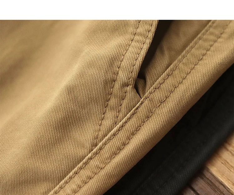 Spring Autumn New American Retro Twill Amekaji Chino Cargo Pants Men's Simple 100% Cotton Washed Straight Casual Trousers
