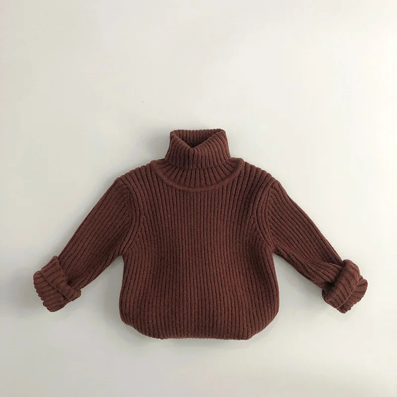 Kids Sweaters Turtleneck Boys Pullovers Vintage Girls Children Knitwear Warm Base Sweater 1-6Y Unisex