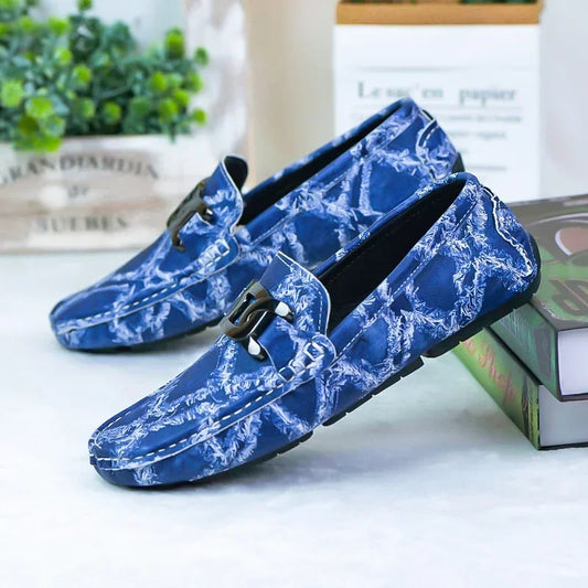Fashionable Mens Over Size 38-48 Moccasin Shoes Blue Spring Male Formal Dress Shoes Comfortable Youth Leisure Shoes